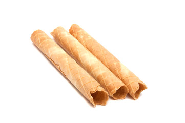 Waffle rolls isolated on the white background