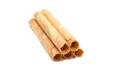 Waffle rolls isolated on the white background