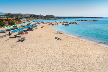 Fototapeta na wymiar Cyprus beach, Coral Bay, Paphos, Cyprus.