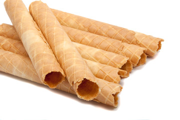 Waffle rolls isolated on the white background