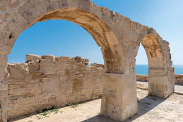 Old Greek arches ruin city of Kourion near Limassol, Cyprus.