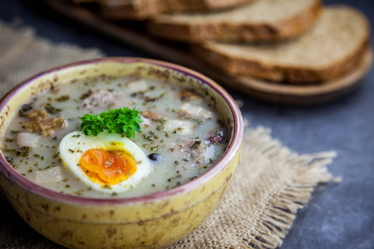 Żurek - polish easter soup with eggs and white sausage