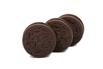 Sandwich black cookies isolated on the white