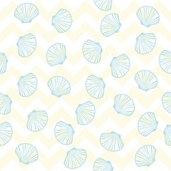 Hand drawn vector illustrations - seamless pattern of seashells. Marine background.