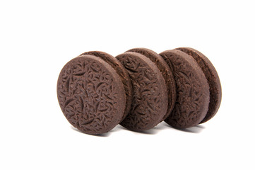 Sandwich black cookies isolated on the white