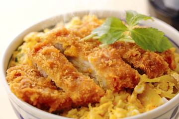 カツ丼　Pork cutlet on rice. Japanese food.