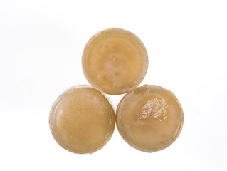 frozen bottled beer on white background