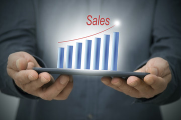 hands-on tablet, business concept and technology