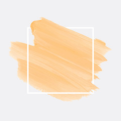 Logo brush painted watercolor background. Art abstract brush paint texture design acrylic stroke poster over square frame vector illustration. Perfect design for headline, logo and sale banner. 