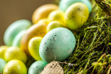 Easter eggs in basket