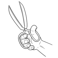 vector of hand using scissors