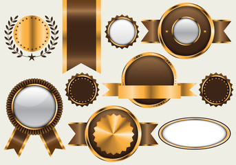 Gold brown banner blank collection set luxury on gray background vector illustration.