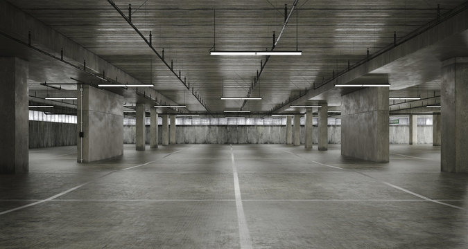 3d Empty Underground Parking Space