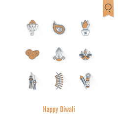 Diwali. Indian Festival Icons