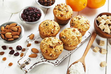 Orange muffins with dried fruits