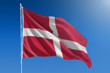 Denmark flag on a clear blue sky