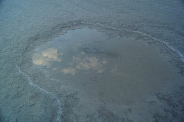 Pfütze mit Spiegelung des Himmels im Death Valley