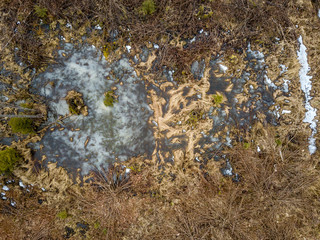 drone image. aerial view of rural area with fields and forests