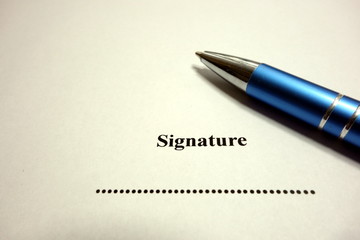 Place for signature and pen