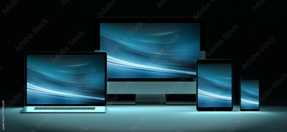 Poster modern digital silver tech device 3d rendering