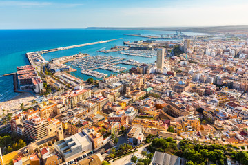 Alicante city panoramic aerial view - obrazy, fototapety, plakaty