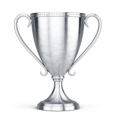 Silver trophy cup isolated on a white background. 3d rendering
