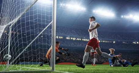 Soccer game moment  on professional stadium