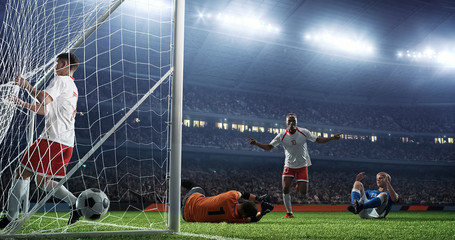 Soccer game moment  on professional stadium