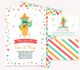 Cinco De Mayo poster template with bright cactus