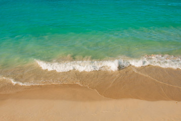 Tourists relax on Varadero sandy beach.Paradise landscape with turquoise sea and white sand. Cuba
