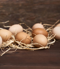Fresh eggs over background