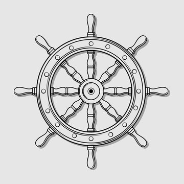 Ship steering wheel. Vector illustration