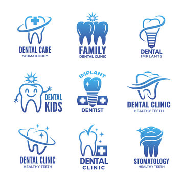 Logotypes with illustrations of teeth and place for your text