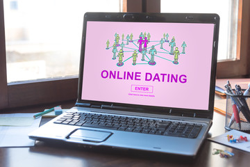 Online dating concept on a laptop screen