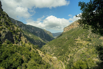 Fototapeta na wymiar Qadisha Valley of lebanon, Kadisha Mountain in North Lebanon