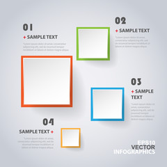 Colorful Modern Style Infographics Design - Set of Minimalist Numbered Geometric Shapes, Squares and Labels