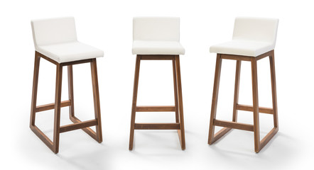 High wood Chair set isolated on white, Bar Stools isolated on white, Clipping path included
