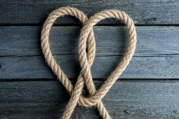Love rope. Heart rope knot