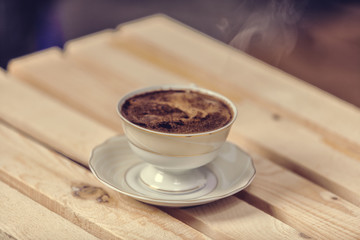 coffee on wooden background