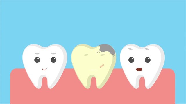 Cartoon gums with white teeth.