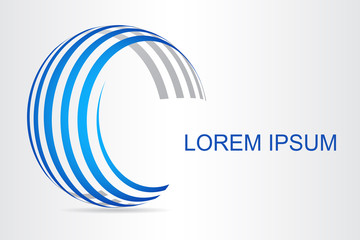  Abstract technology logo stylized spherical surface with abstract shapes.