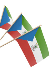 Equitorial Guinea small flags hanging, isolated on white background