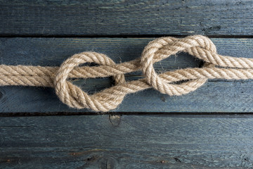 Fisherman's Knot. Rope node. - 198958666