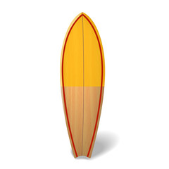 Vector wood surf board Summer Surfing Isolated realistic surfboard.