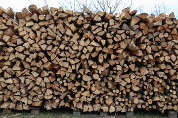 Folded firewood for oven