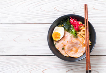 spicy miso udon ramen noodle with pork