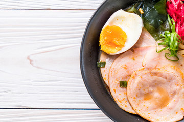 spicy miso udon ramen noodle with pork