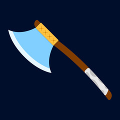 Axe icon. Label of fantasy and medieval weapon. Cartoon style. Vector illustration logo