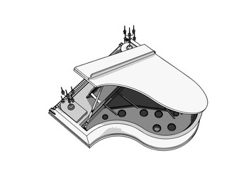 outline piano vector