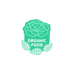 Cabbage bright green logo sticker icon. Healthy organic vegetable, fresh food sign. Natural juicy sweet nutrition, simple symbol. Vector flat isolated illustration.